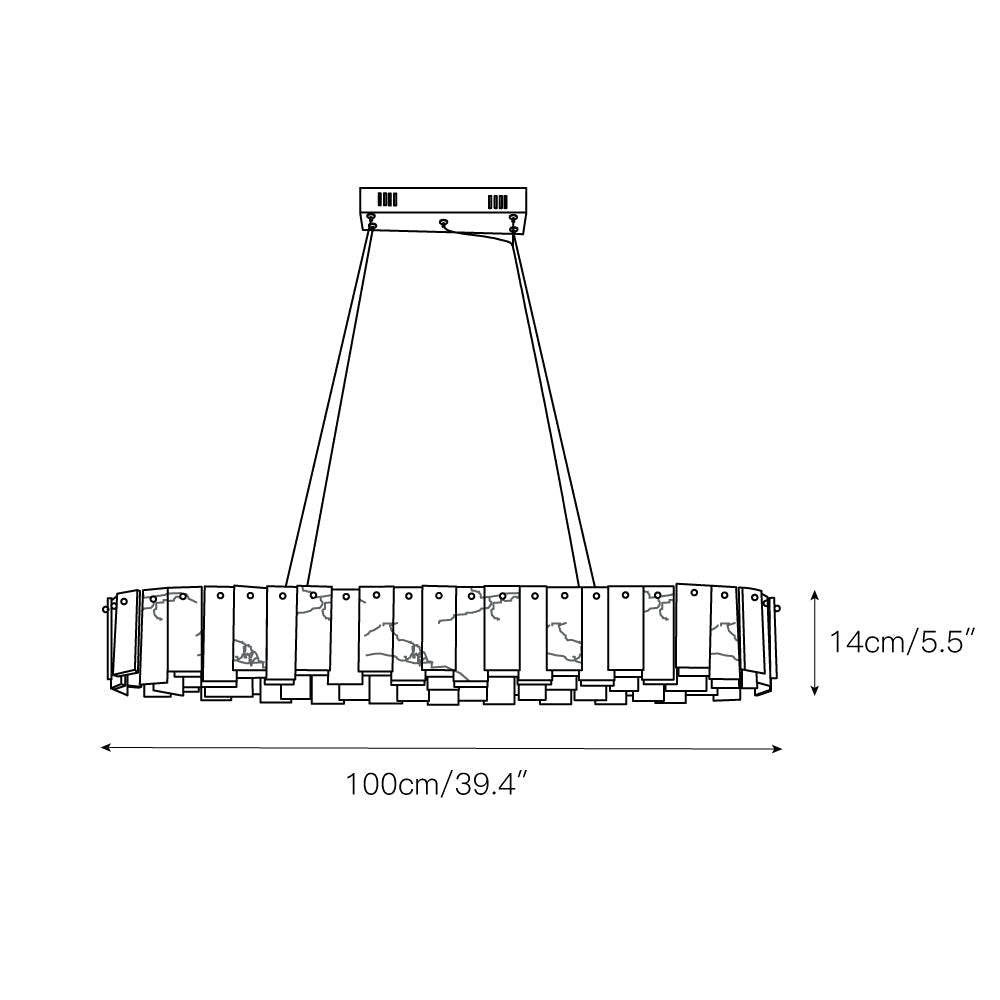 Aero Lustre Rond en Laiton et Albâtre de Luxe Postmoderne - Neutralighting