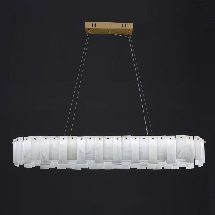 Aero Lustre Rond en Laiton et Albâtre de Luxe Postmoderne - Neutralighting