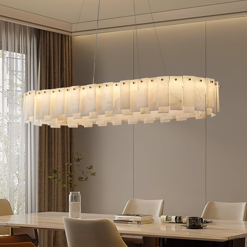 Aero Lustre Rond en Laiton et Albâtre de Luxe Postmoderne - Neutralighting