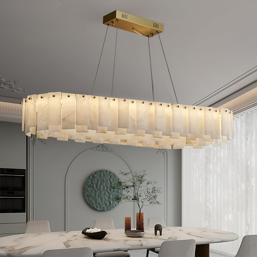 Aero Lustre Rond en Laiton et Albâtre de Luxe Postmoderne - Neutralighting