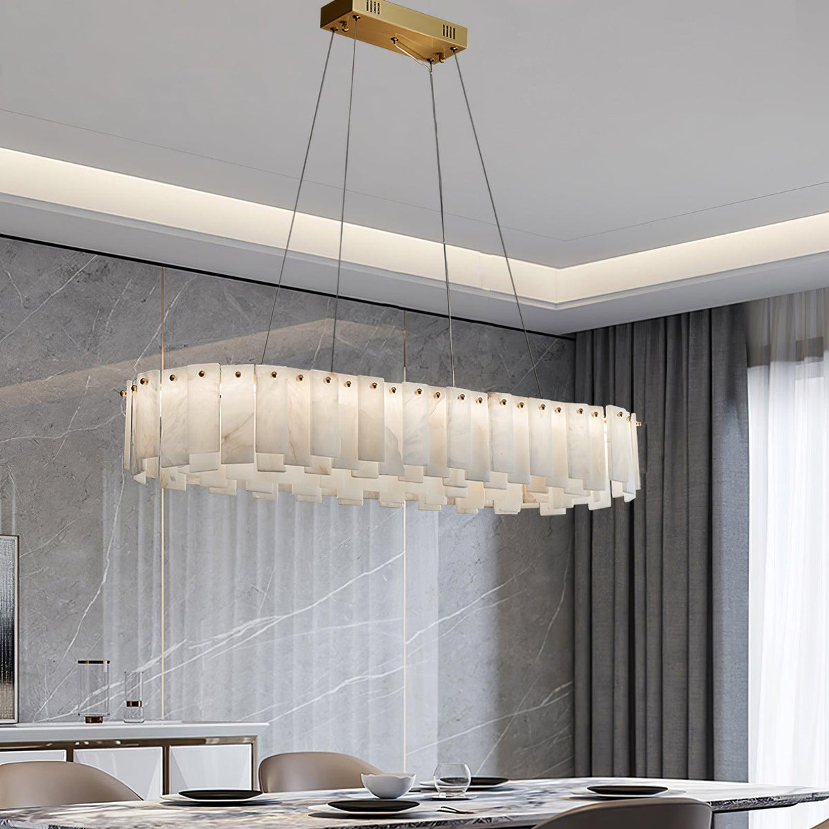 Vodore Chandelier de Luxe en Albâtre - Neutralighting