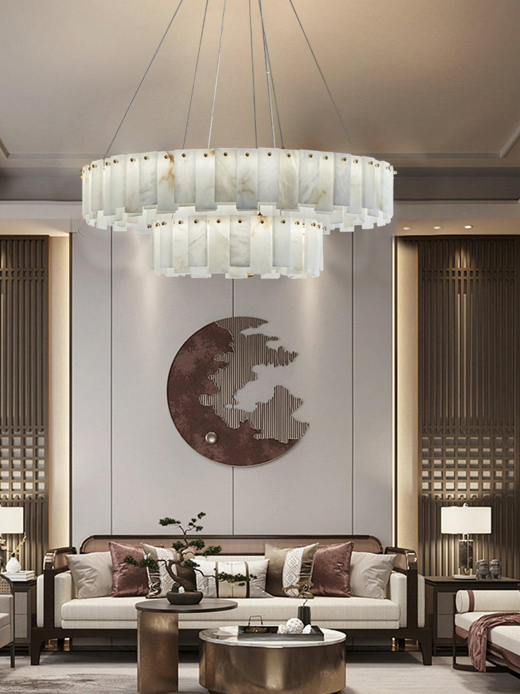 Vodore Chandelier de Luxe en Albâtre - Neutralighting