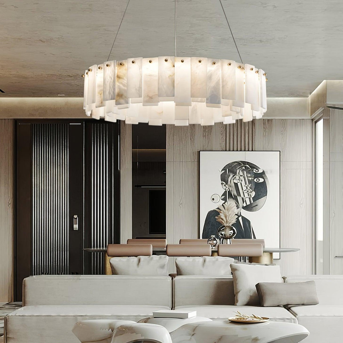 Vodore Chandelier de Luxe en Albâtre - Neutralighting