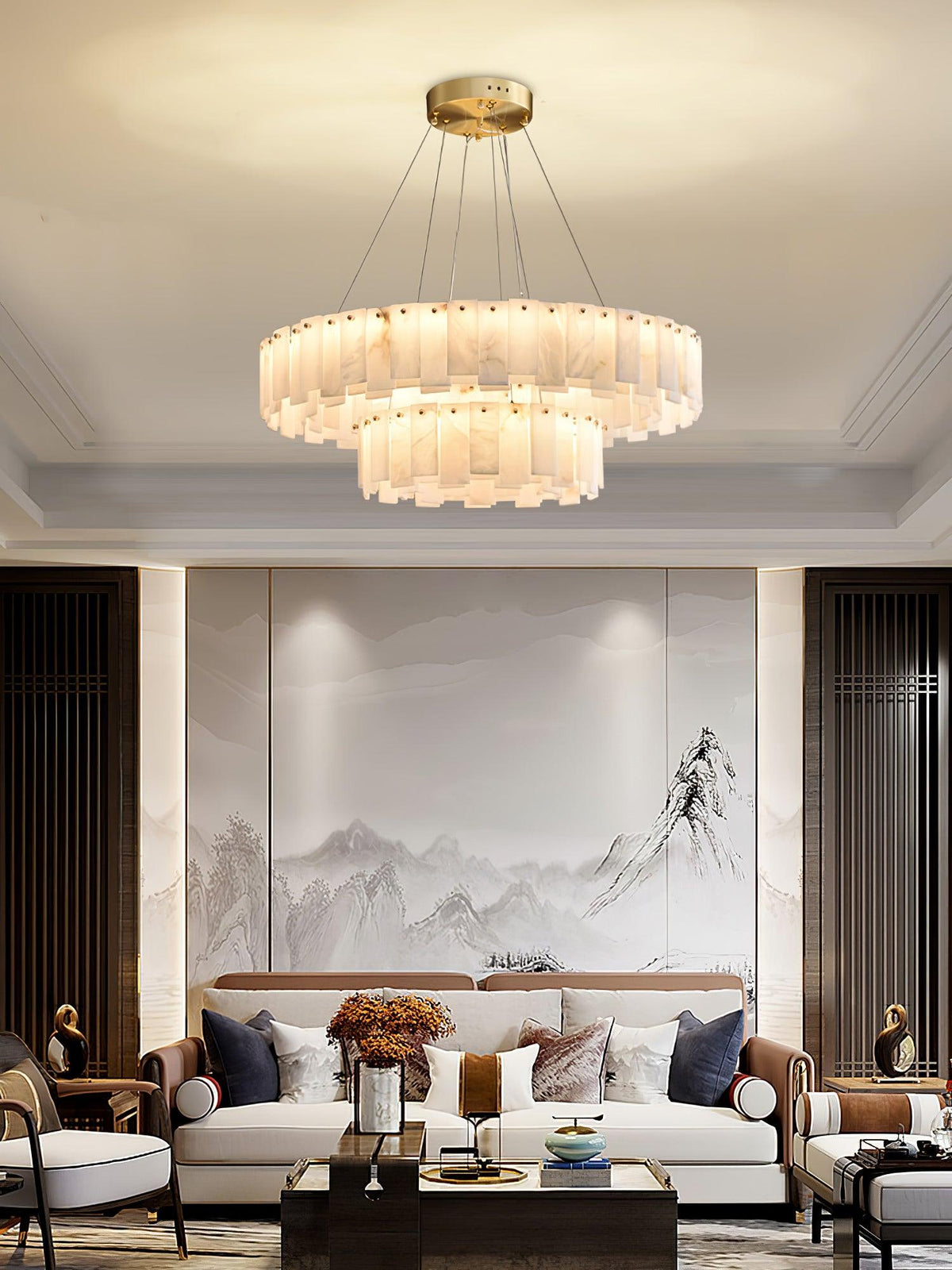 Vodore Chandelier de Luxe en Albâtre - Neutralighting