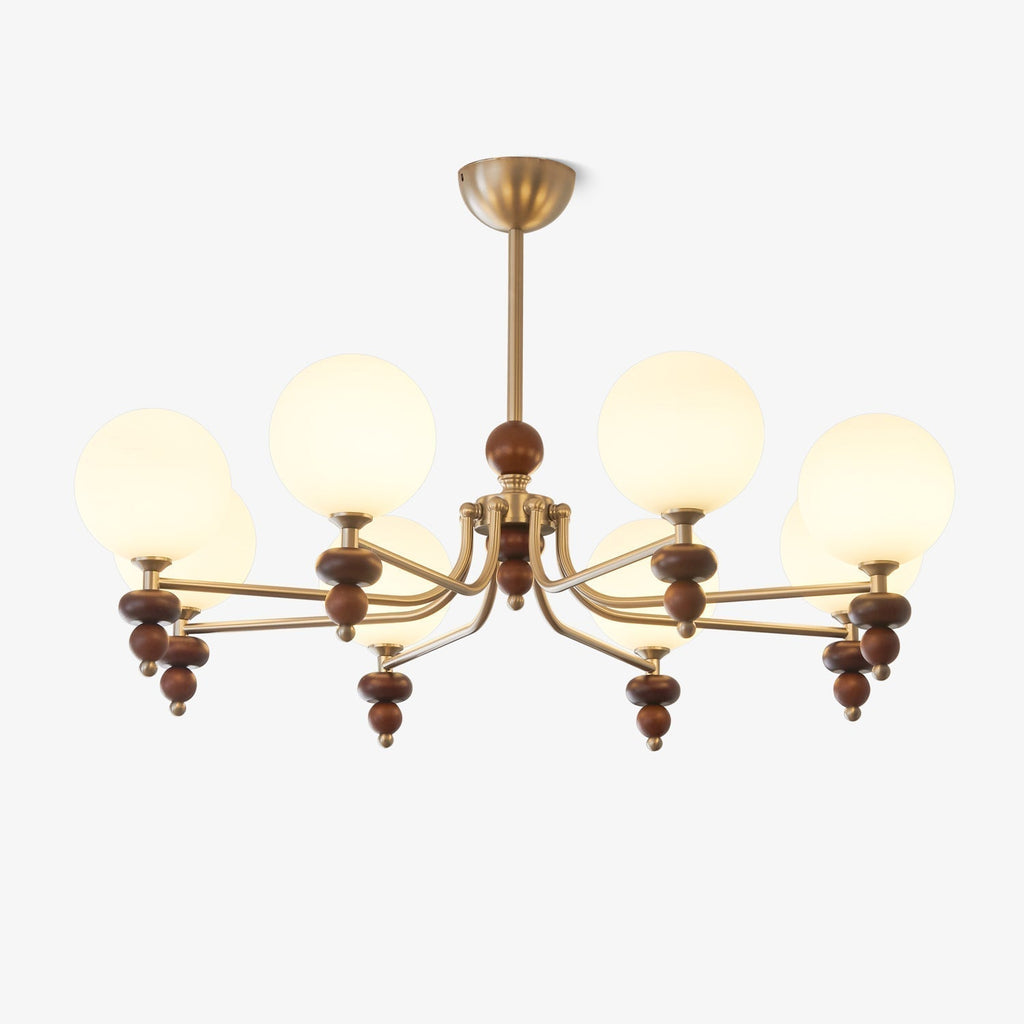Cemarus Chandelier Sphère Bois Noyer Verre Traditionnel - Neutralighting