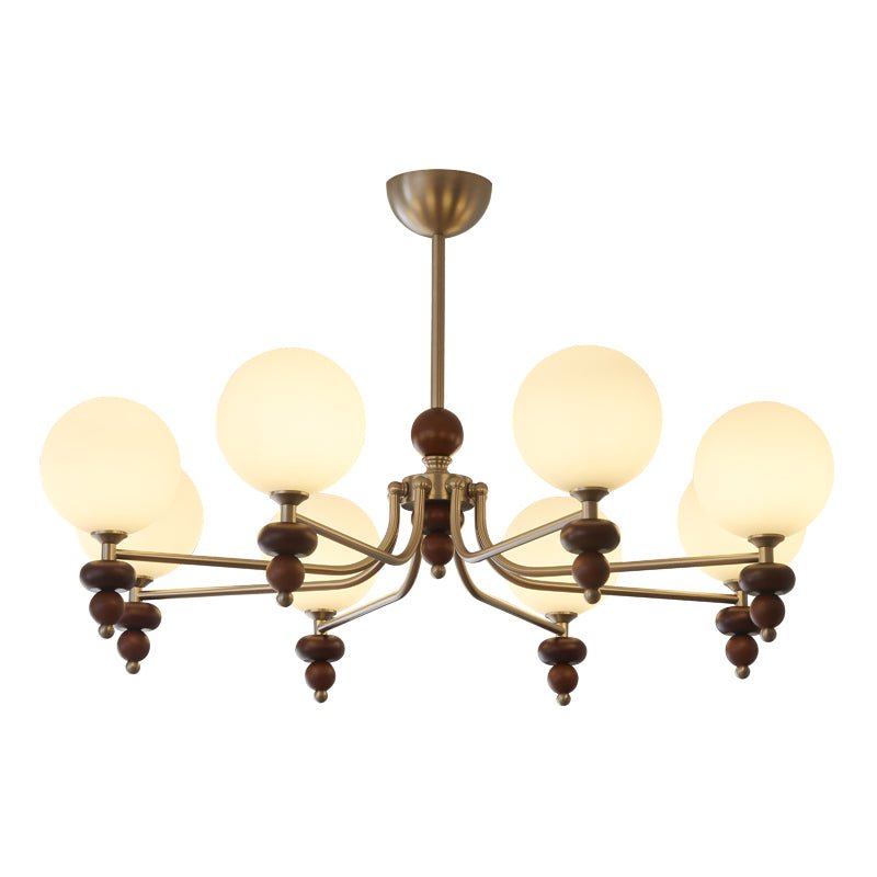 Cemarus Chandelier Sphère Bois Noyer Verre Traditionnel - Neutralighting