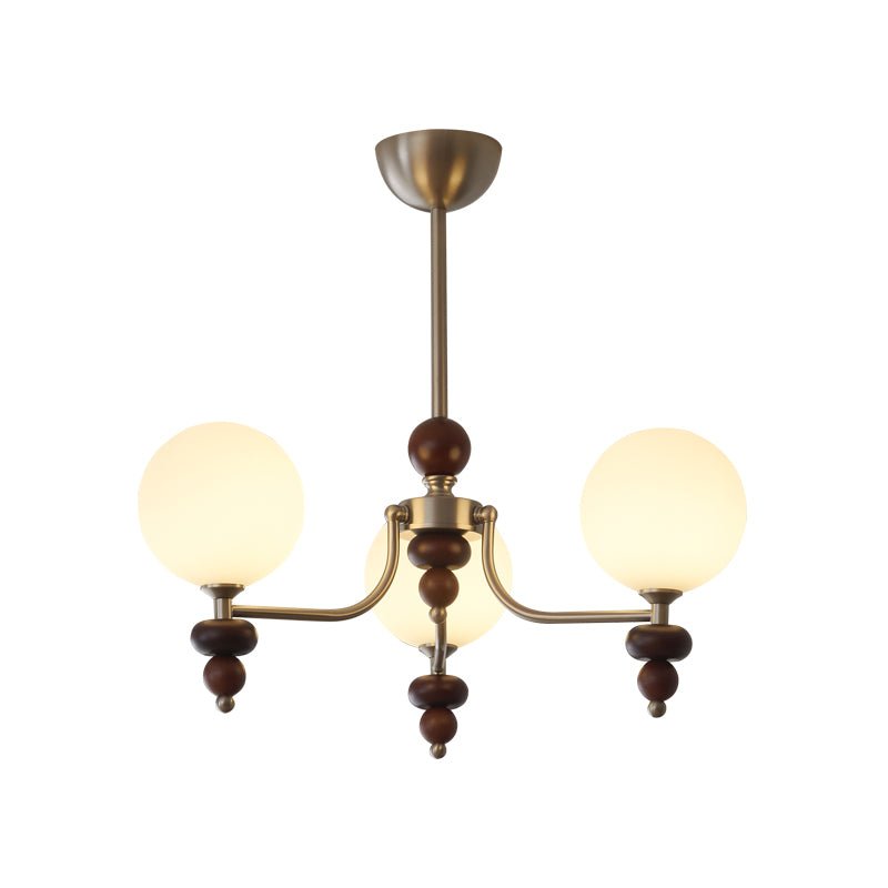 Cemarus Chandelier Sphère Bois Noyer Verre Traditionnel - Neutralighting
