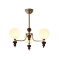 Cemarus Chandelier Sphère Bois Noyer Verre Traditionnel - Neutralighting