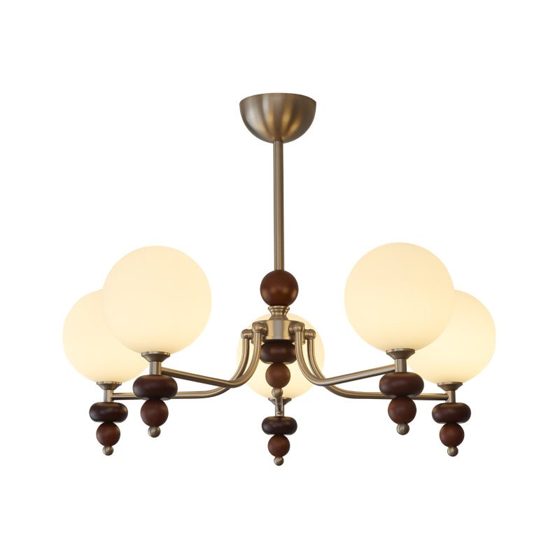 Cemarus Chandelier Sphère Bois Noyer Verre Traditionnel - Neutralighting