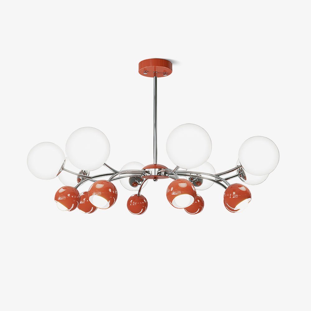 Lustra Chandelier Chrome Rouge Crème Globe - Neutralighting