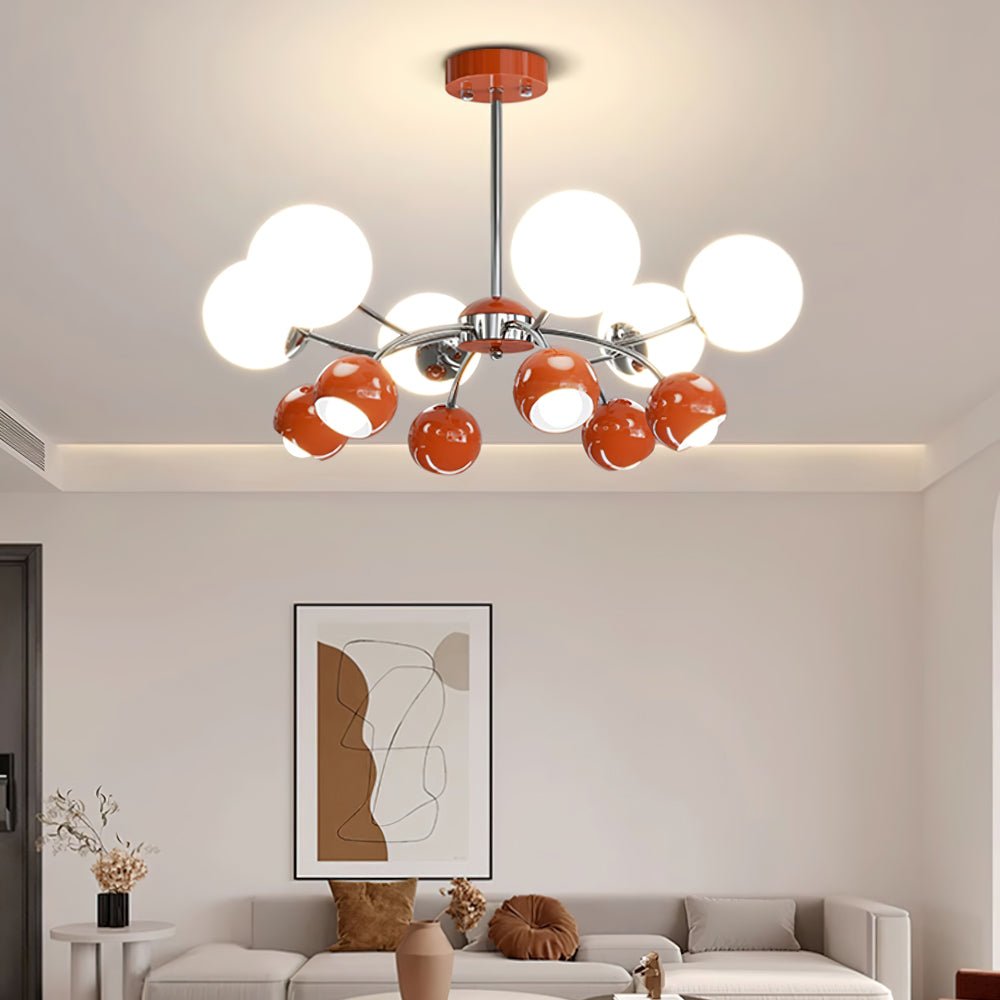 Lustra Chandelier Chrome Rouge Crème Globe - Neutralighting
