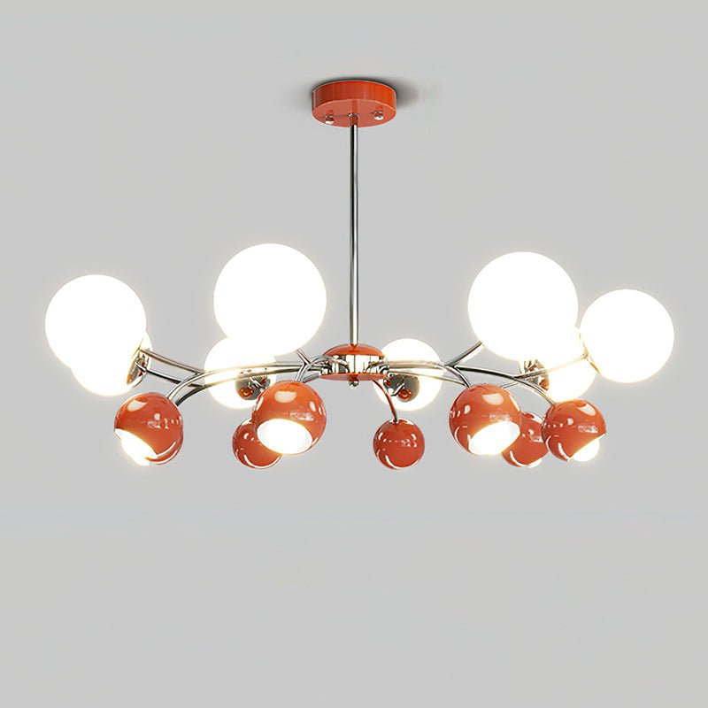 Lustra Chandelier Chrome Rouge Crème Globe - Neutralighting