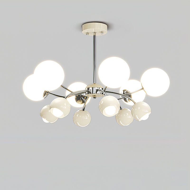 Lustra Chandelier Chrome Rouge Crème Globe - Neutralighting