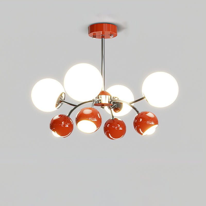Lustra Chandelier Chrome Rouge Crème Globe - Neutralighting