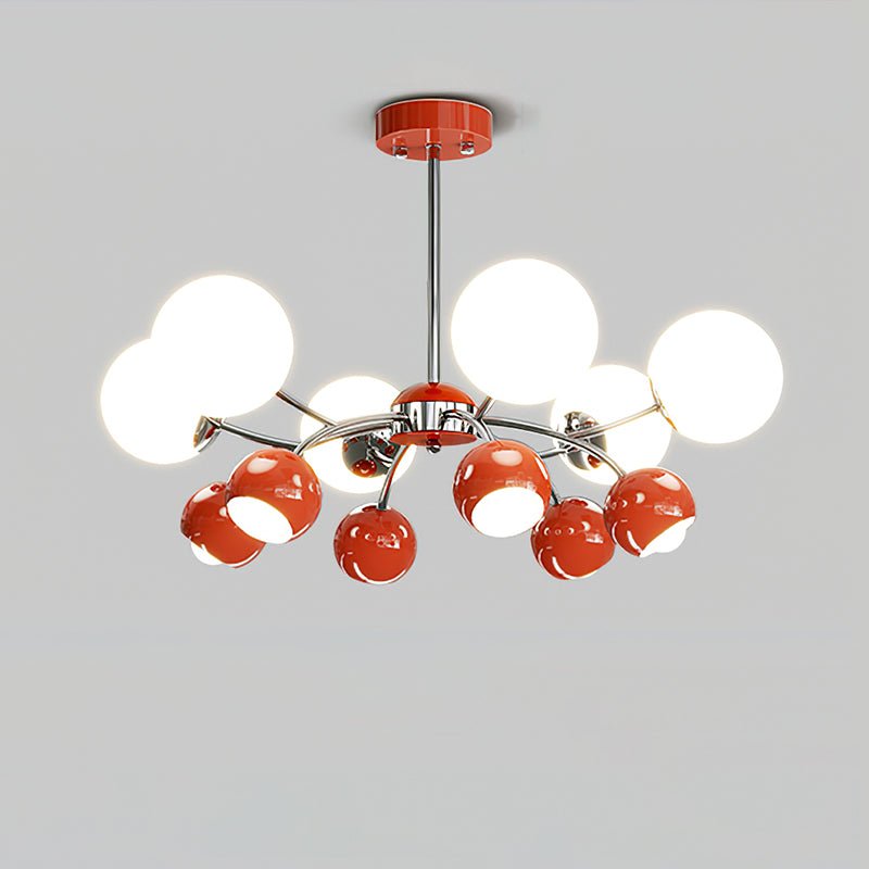 Lustra Chandelier Chrome Rouge Crème Globe - Neutralighting