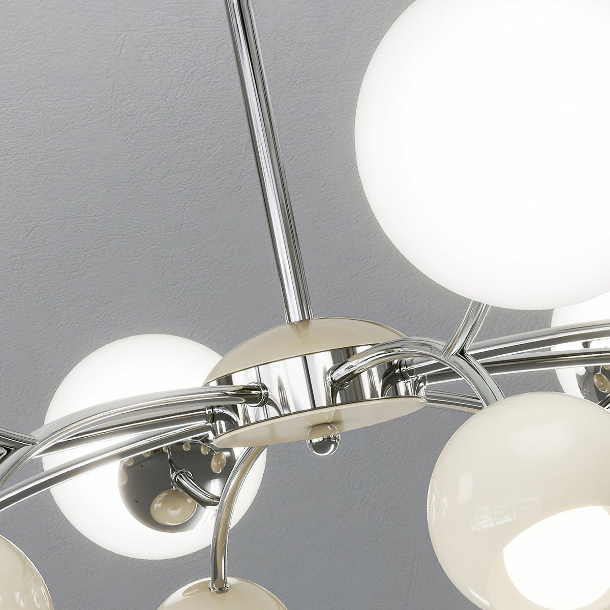 Lustra Chandelier Chrome Rouge Crème Globe - Neutralighting
