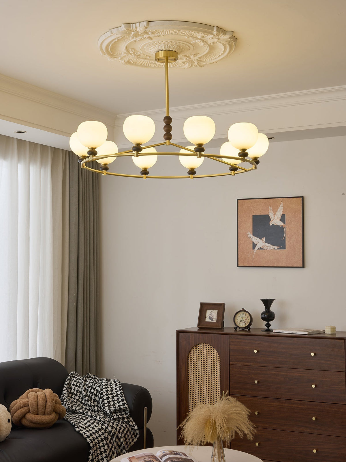 Nydoriel Lustre Haut de Gamme Nordique en Laiton et Bois - Neutralighting