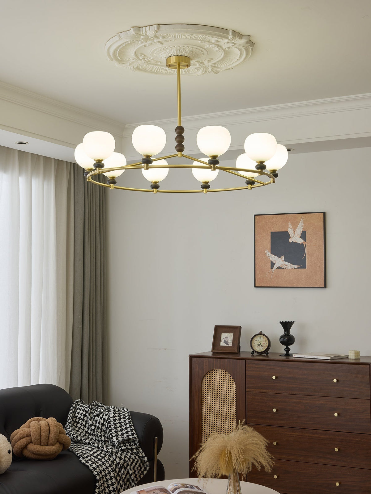 Nydoriel Lustre Haut de Gamme Nordique en Laiton et Bois - Neutralighting