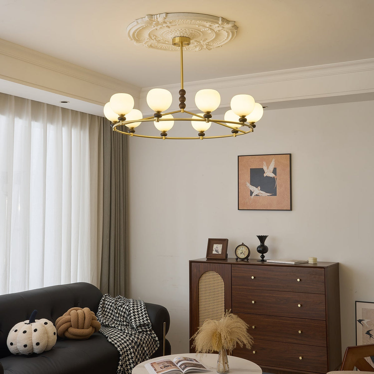 Nydoriel Lustre Haut de Gamme Nordique en Laiton et Bois - Neutralighting