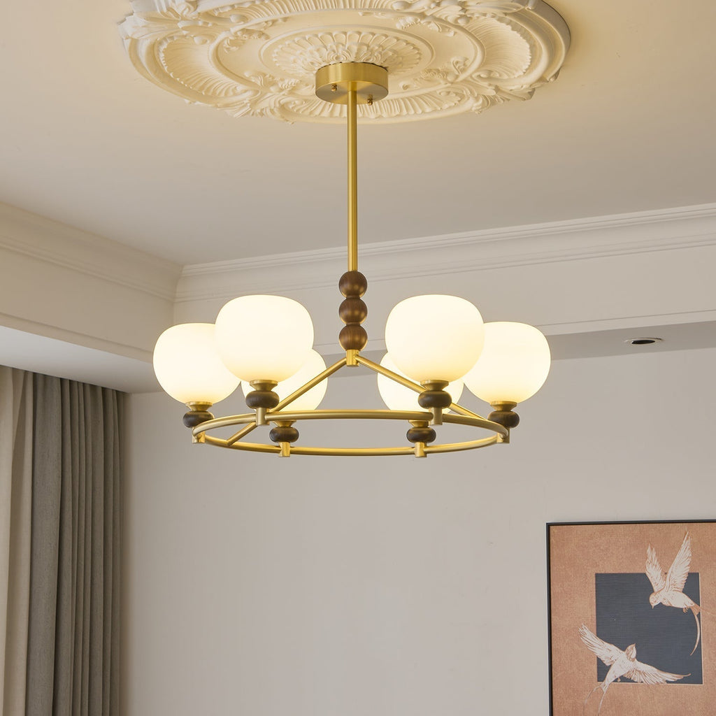 Nydoriel Lustre Haut de Gamme Nordique en Laiton et Bois - Neutralighting