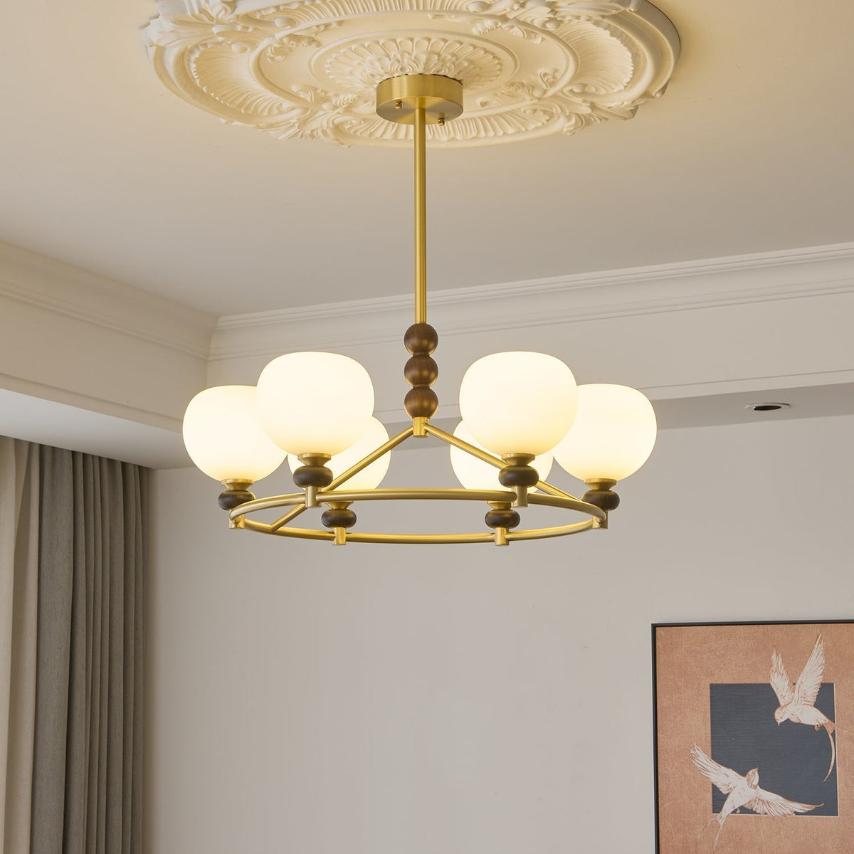Nydoriel Lustre Haut de Gamme Nordique en Laiton et Bois - Neutralighting