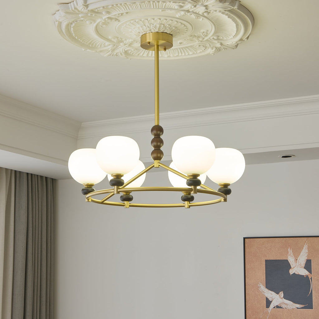 Nydoriel Lustre Haut de Gamme Nordique en Laiton et Bois - Neutralighting