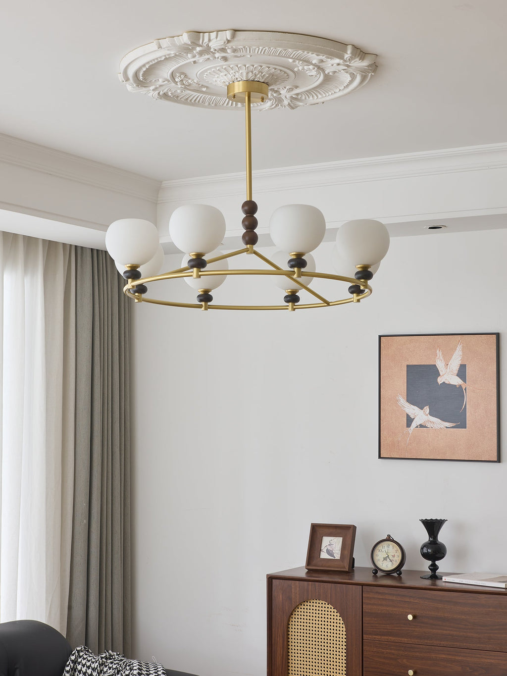 Nydoriel Lustre Haut de Gamme Nordique en Laiton et Bois - Neutralighting