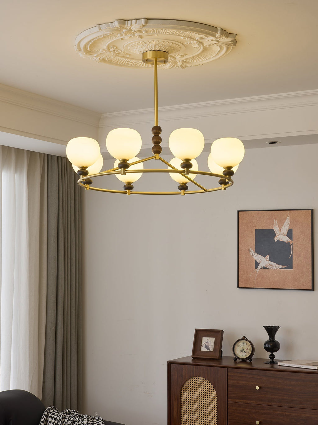 Nydoriel Lustre Haut de Gamme Nordique en Laiton et Bois - Neutralighting