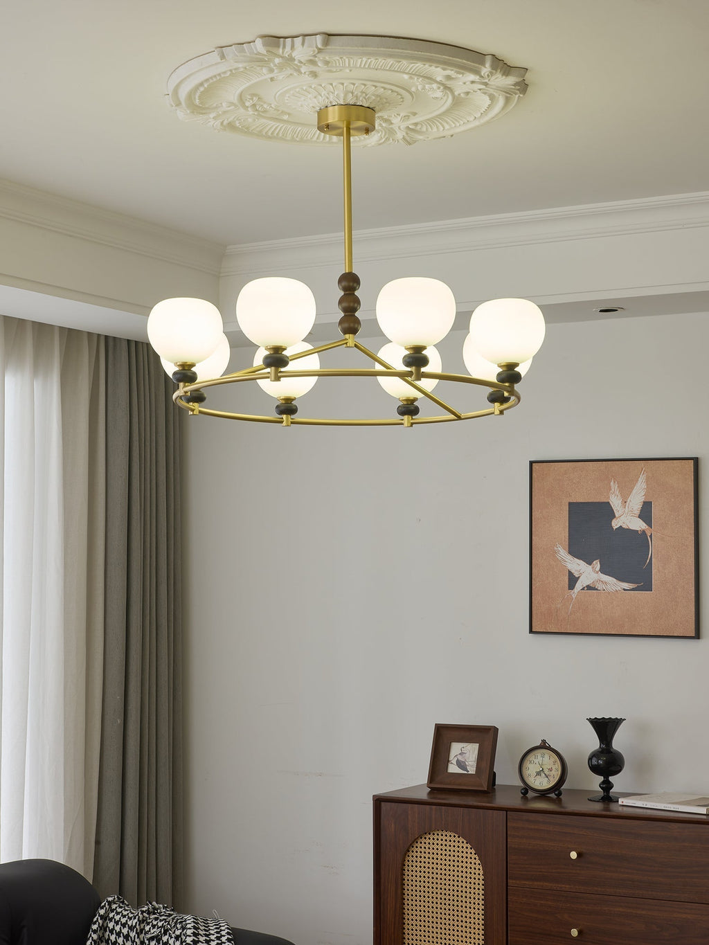 Nydoriel Lustre Haut de Gamme Nordique en Laiton et Bois - Neutralighting