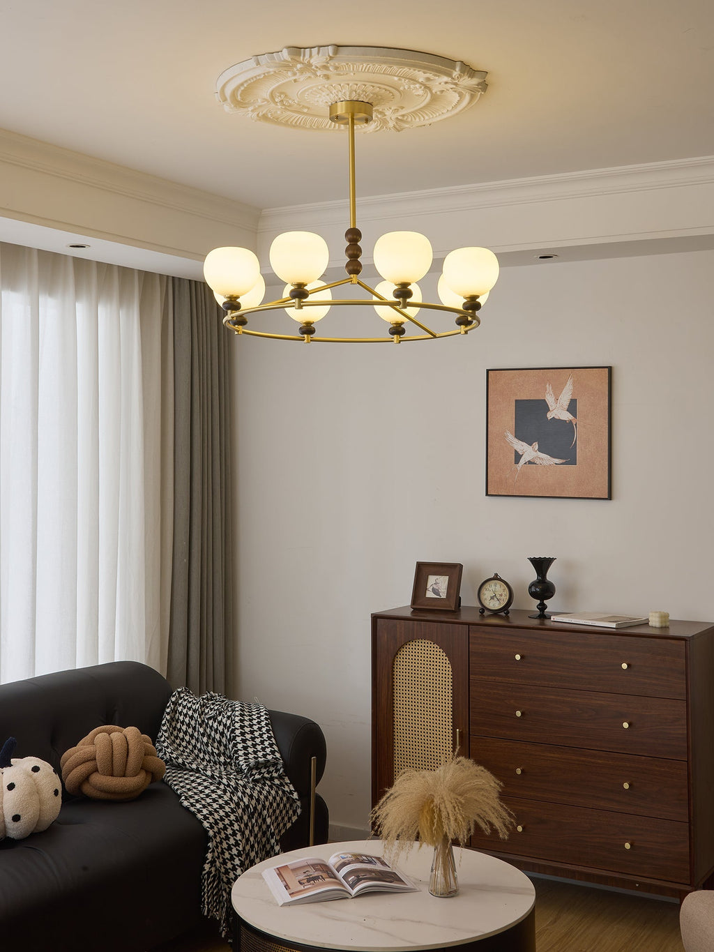 Nydoriel Lustre Haut de Gamme Nordique en Laiton et Bois - Neutralighting