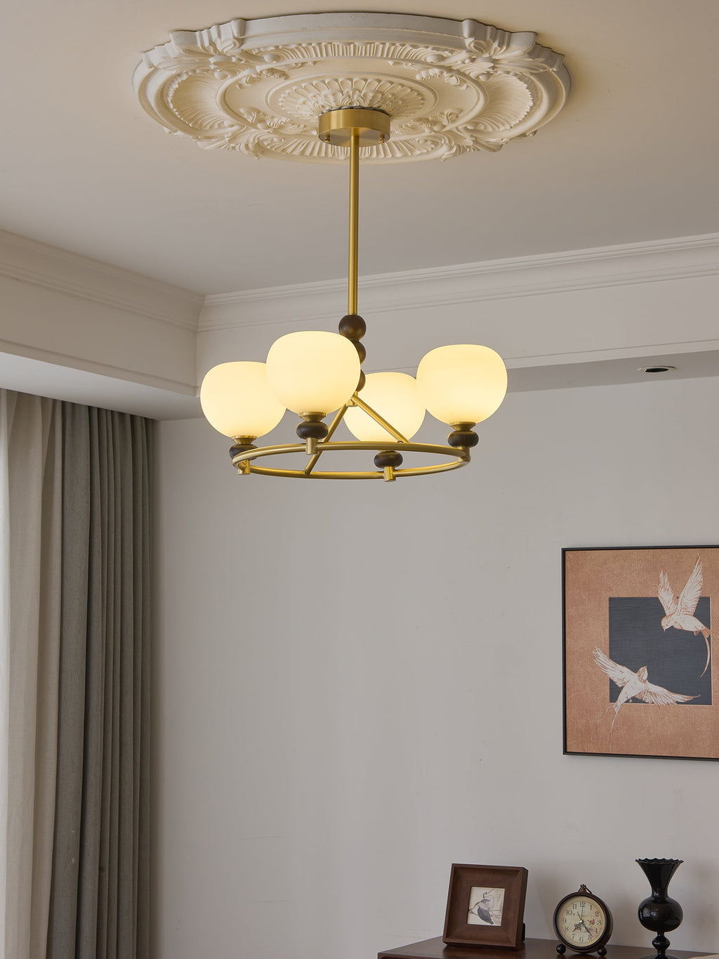 Nydoriel Lustre Haut de Gamme Nordique en Laiton et Bois - Neutralighting