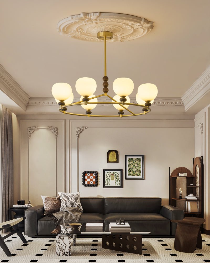 Nydoriel Lustre Haut de Gamme Nordique en Laiton et Bois - Neutralighting