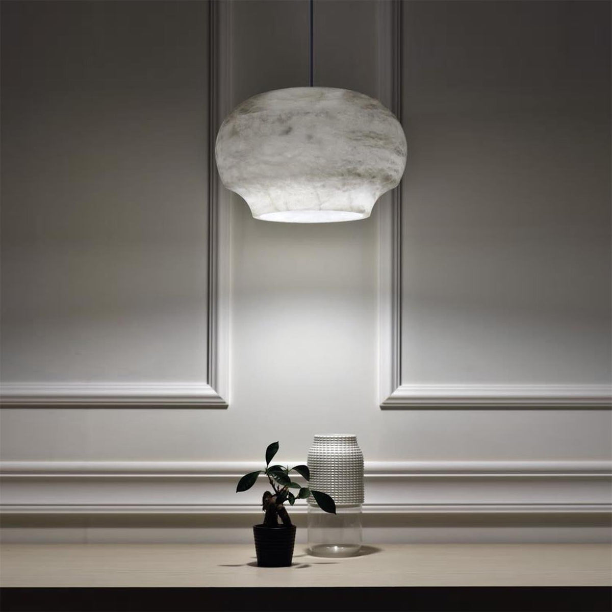 Miroir Lampe Pendante en Albâtre et Métal Minimaliste Moderne - Neutralighting