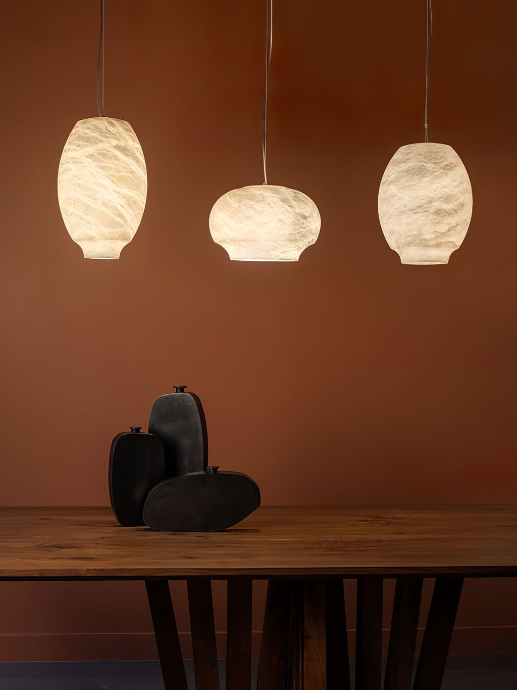 Miroir Lampe Pendante en Albâtre et Métal Minimaliste Moderne - Neutralighting