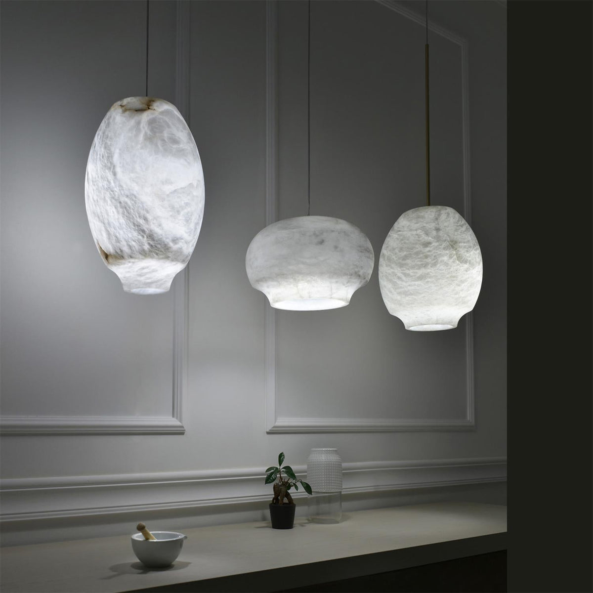 Miroir Lampe Pendante en Albâtre et Métal Minimaliste Moderne - Neutralighting
