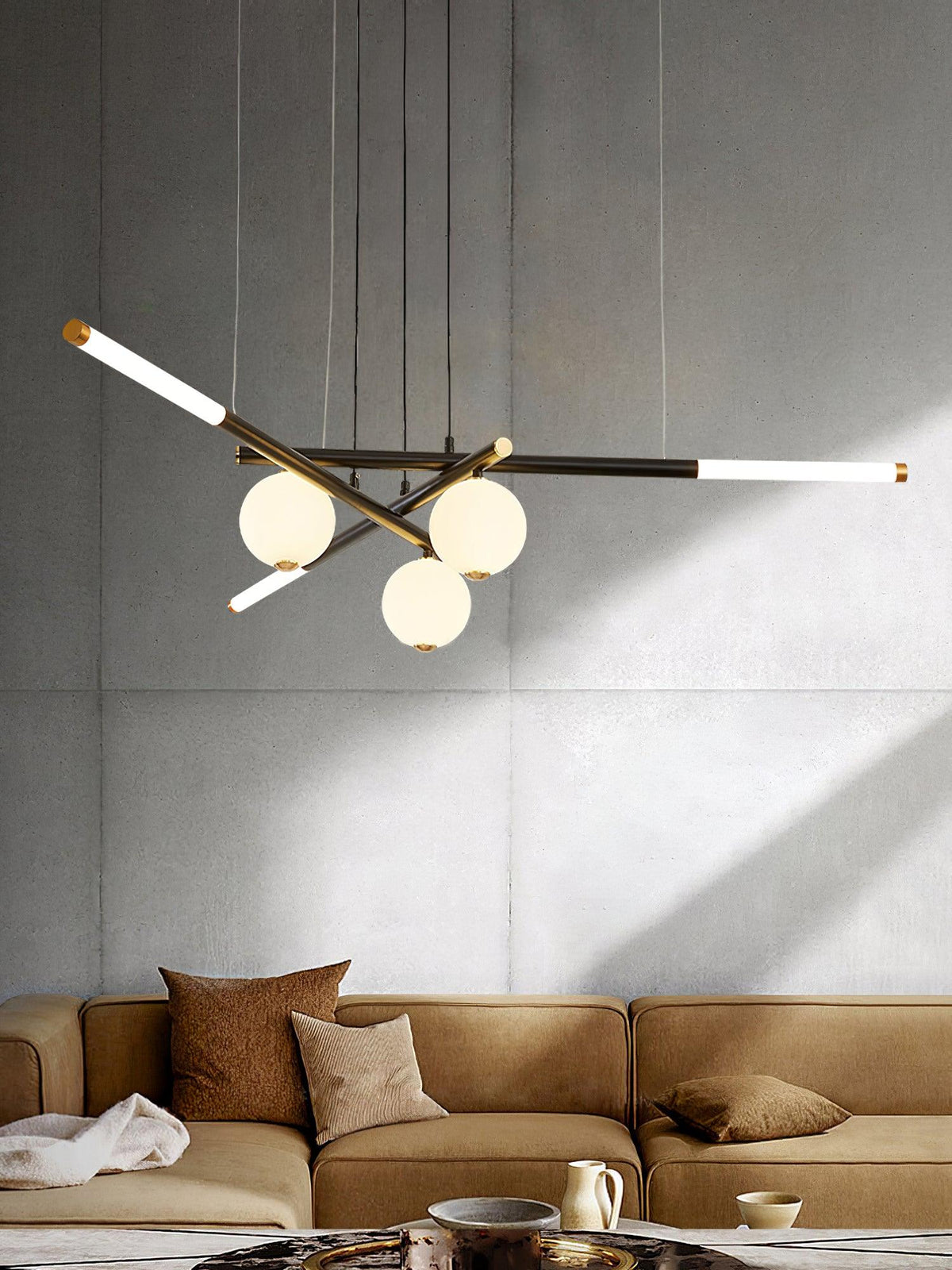 Chandelier Rods et Globe Noir Blanc Moderne - Neutralighting