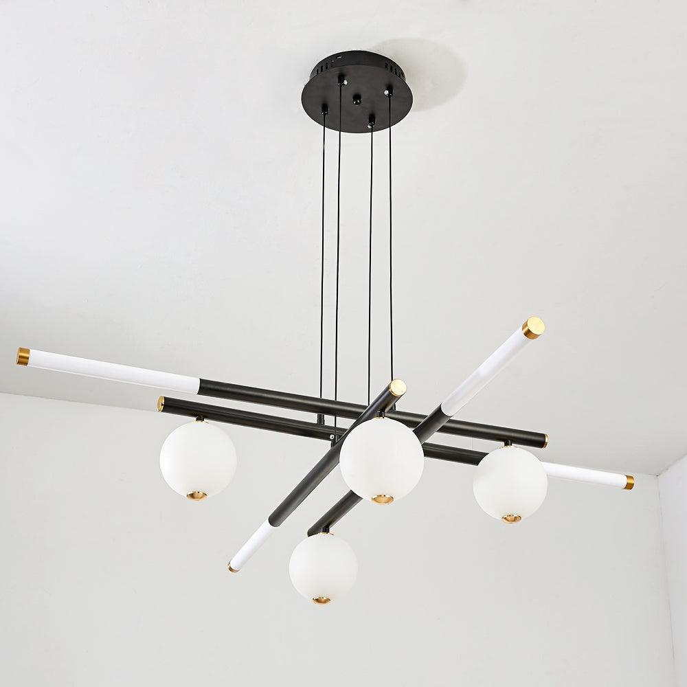 Chandelier Rods et Globe Noir Blanc Moderne - Neutralighting