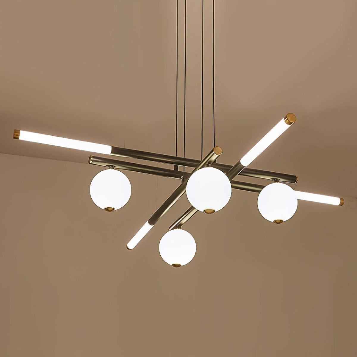 Chandelier Rods et Globe Noir Blanc Moderne - Neutralighting