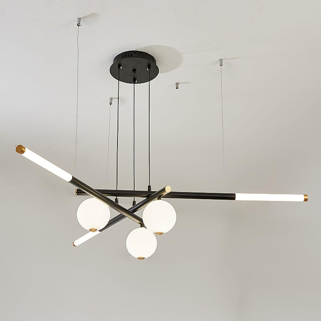 Chandelier Rods et Globe Noir Blanc Moderne - Neutralighting
