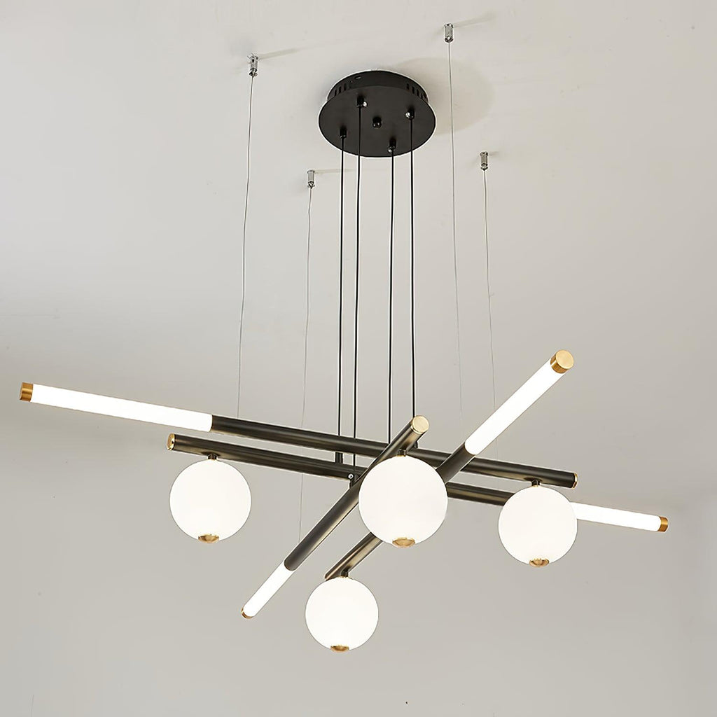 Chandelier Rods et Globe Noir Blanc Moderne - Neutralighting