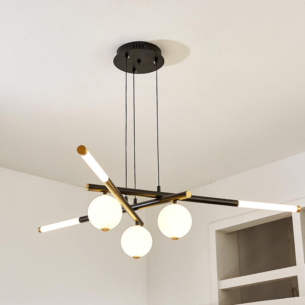 Chandelier Rods et Globe Noir Blanc Moderne - Neutralighting