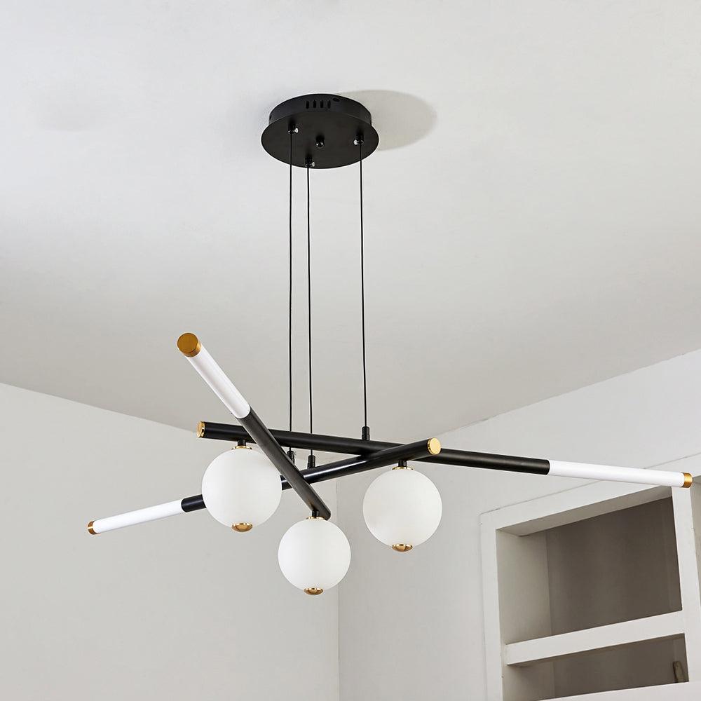 Chandelier Rods et Globe Noir Blanc Moderne - Neutralighting