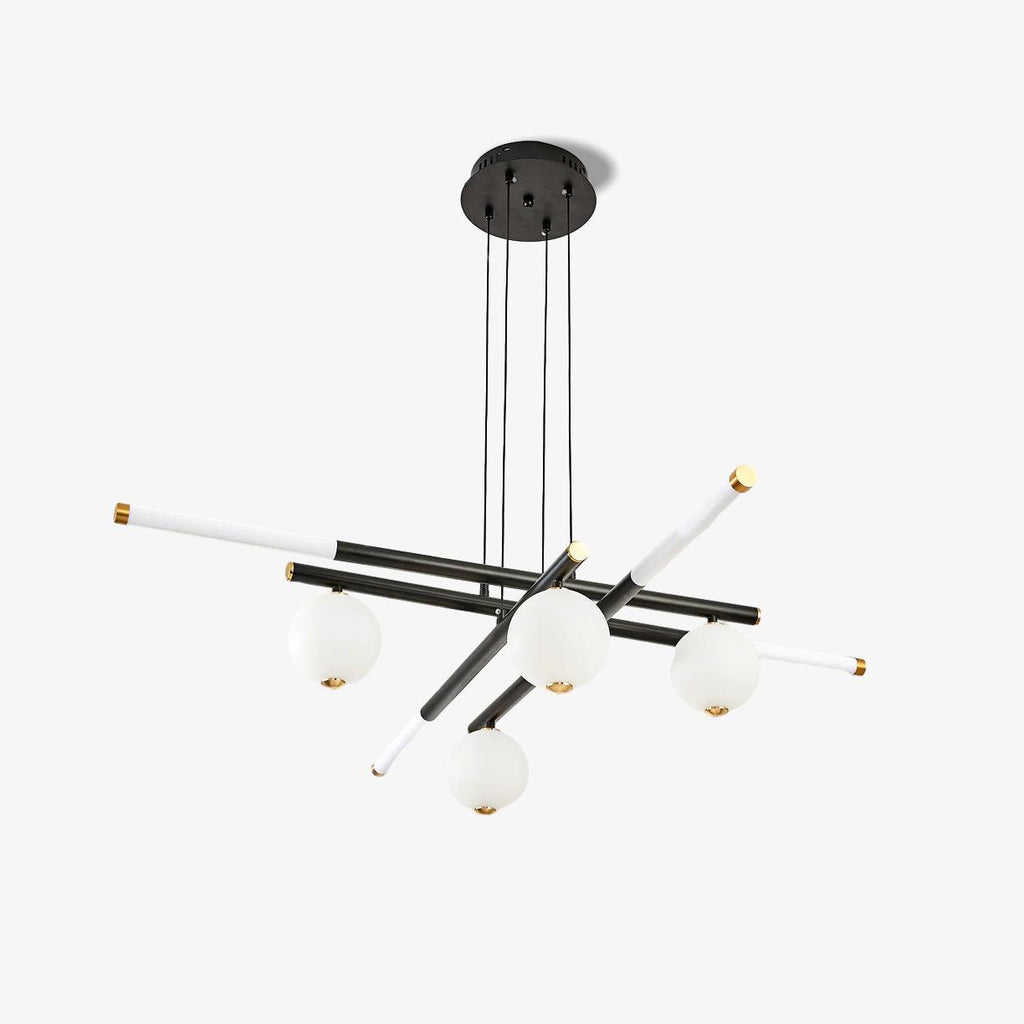 Chandelier Rods et Globe Noir Blanc Moderne - Neutralighting