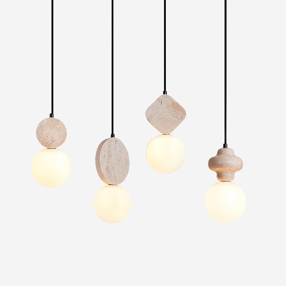 Lunara Suspension Géométrique en Travertin - Neutralighting
