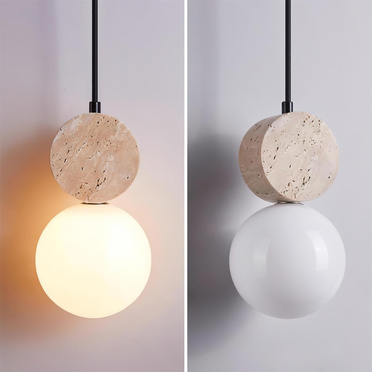 Lunara Suspension Géométrique en Travertin - Neutralighting