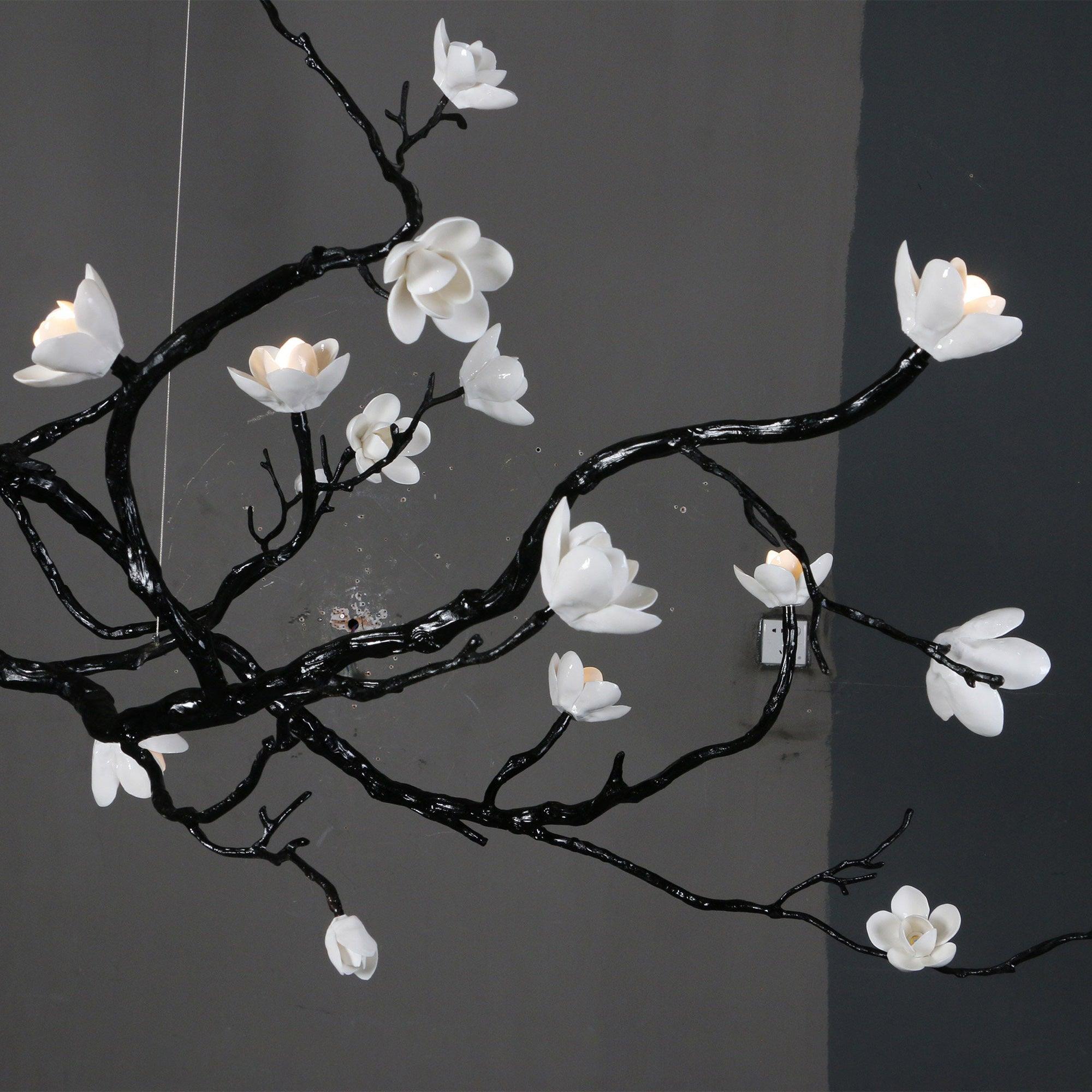 Lustra Chandelier en Céramique Fleurs et Branches Noires - Neutralighting