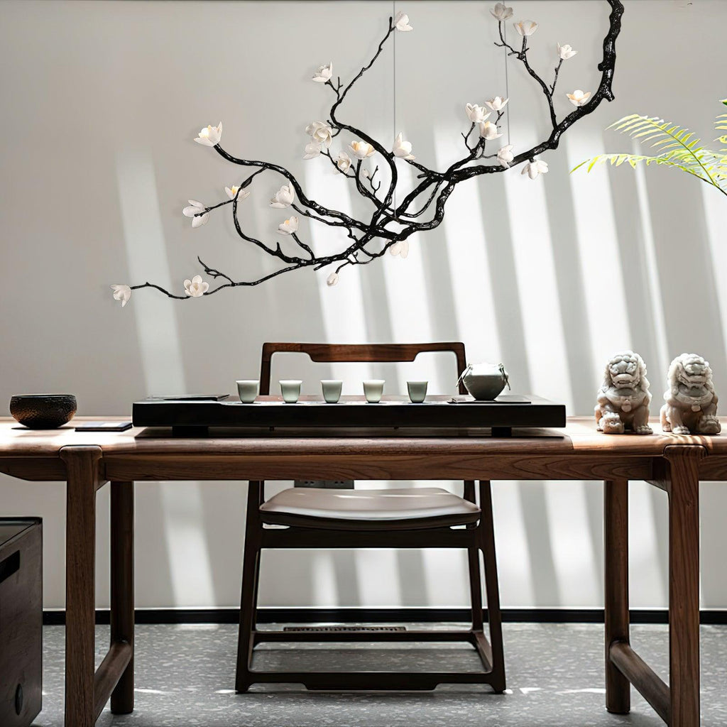 Lustra Chandelier en Céramique Fleurs et Branches Noires - Neutralighting