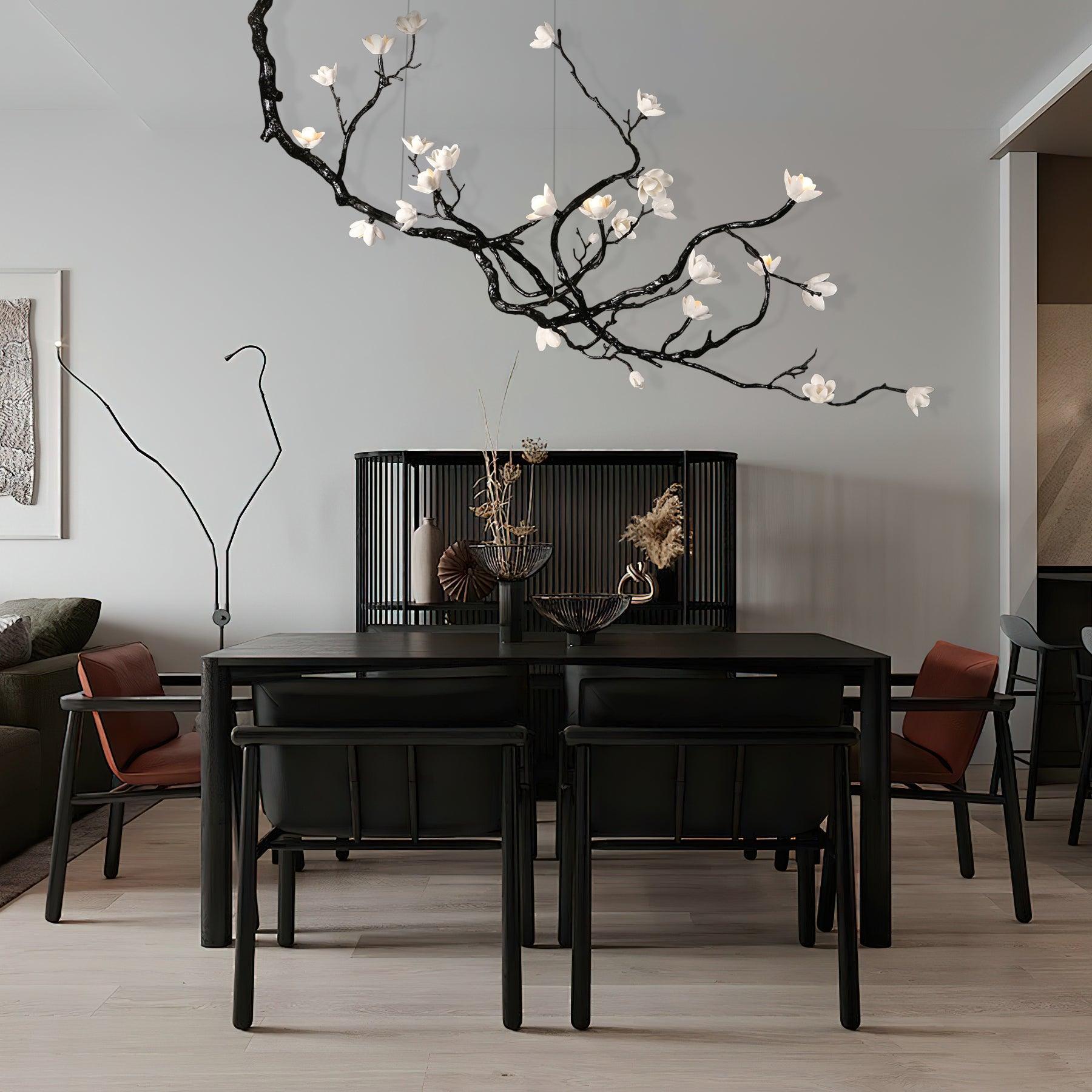 Lustra Chandelier en Céramique Fleurs et Branches Noires - Neutralighting