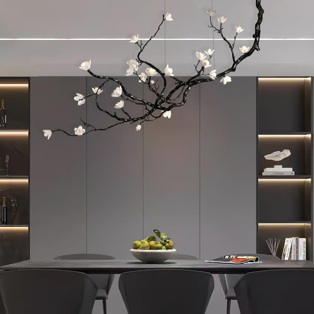 Lustra Chandelier en Céramique Fleurs et Branches Noires - Neutralighting