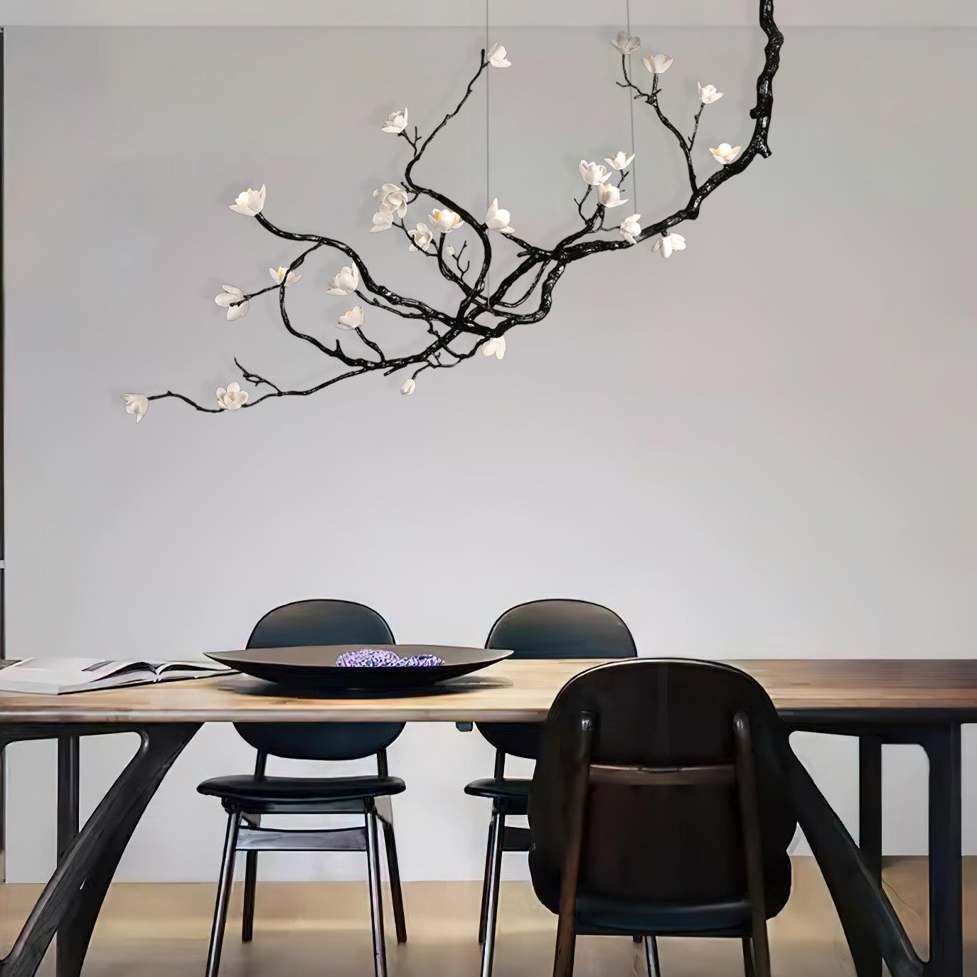 Lustra Chandelier en Céramique Fleurs et Branches Noires - Neutralighting